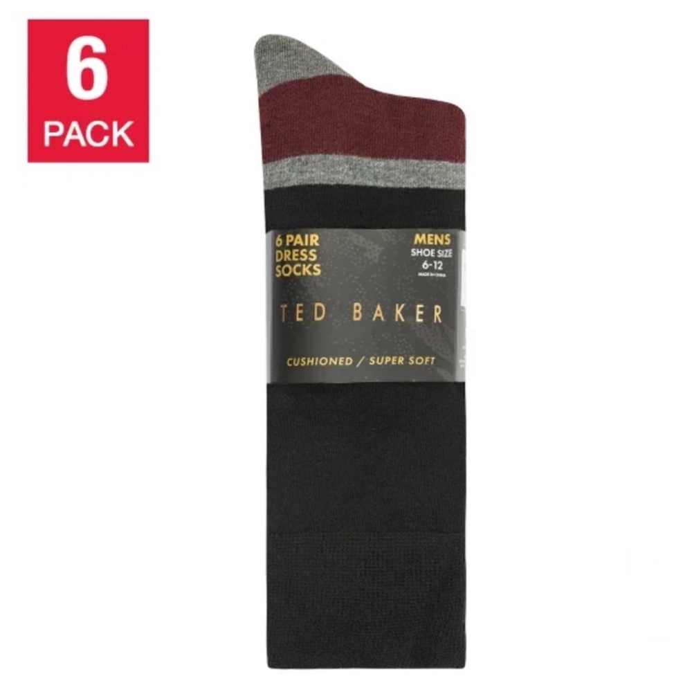 Ted Baker Men's Black and Gray Dress Socks - 6 Pack BLACK PACK